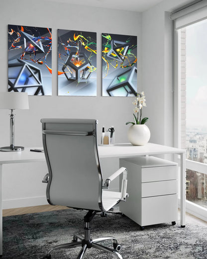 Quintessence - Art Print 20x32in. Triptych Metal ChromaLuxe Panel